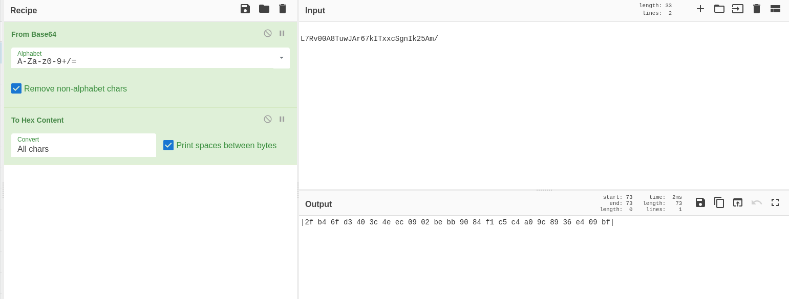CyberChef Base64 to Hex conversion