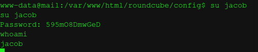 Successful su to jacob from www-data